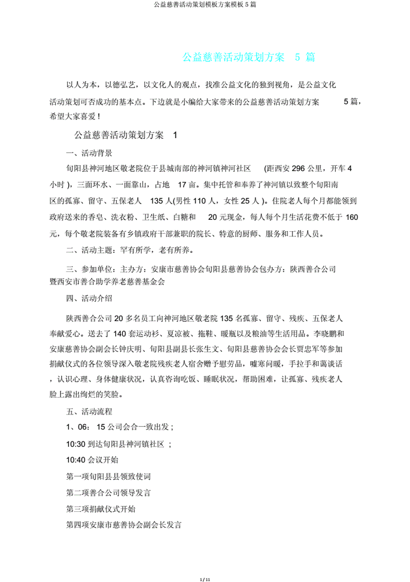 慈善活动策划